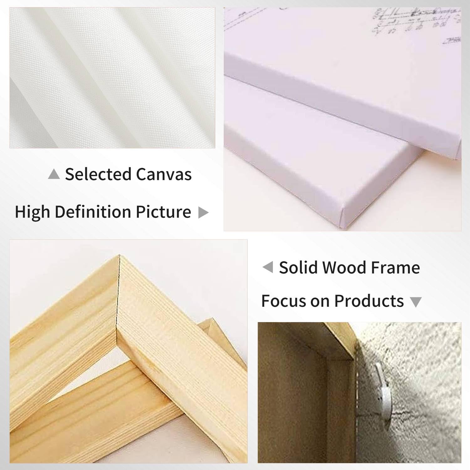 Generic Building Under Construction Blueprints Isolated White Canvas Prints Wall Decor 4 Pieces Contemporary Framed Artworks for Living Room Bedroom Bathroom Office Home Decoration Gifts