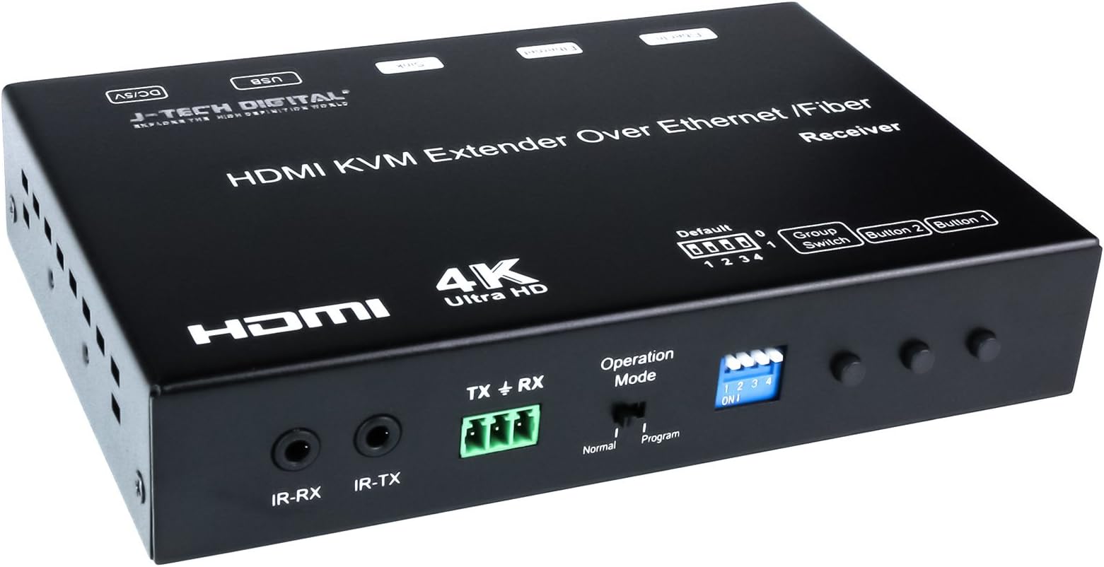 J-Tech Digital 4K HDMI USB KVM Transmitter and Receiver Extender (4K30 KVM Receiver)