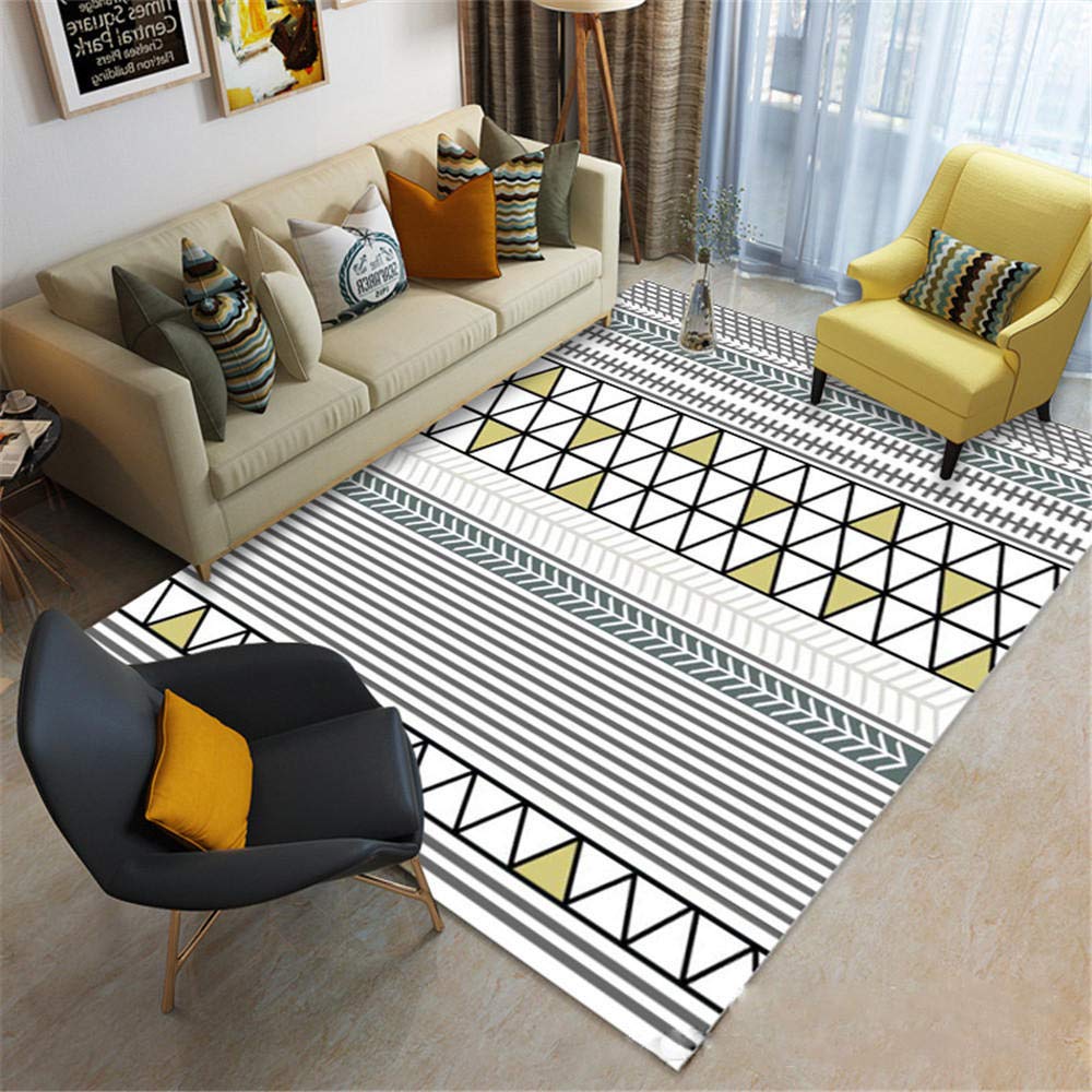 Tapis de chambre moelleux doux en fibre de polyester fine avec impression géométrique 3D moderne