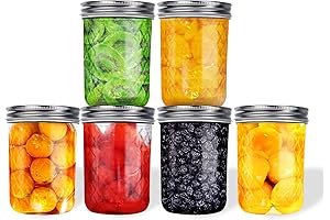 6 Pack 16 oz Wide Mouth Canning Jars for Salad, Pickling, Overnight Oats