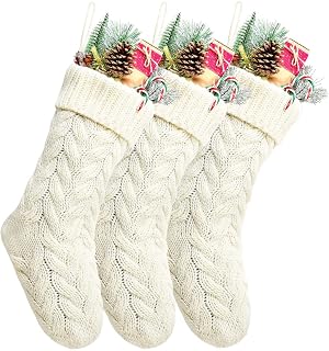 Christmas Stockings 20 Inch Ivory Cable Knit Stockings Christmas for Fam...