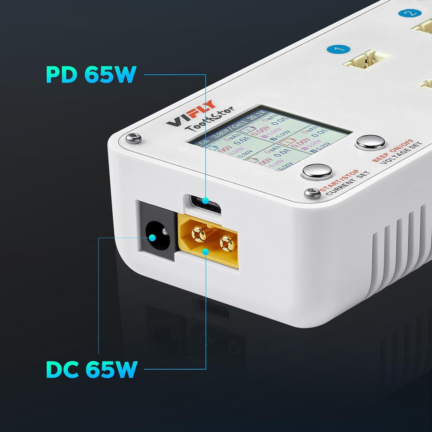 SoloGood VIFLY ToothStor 4 Port 2S Balance Charger with Storage Mode for RC FPV Freestyle Cinewhoop Drone DIY Parts