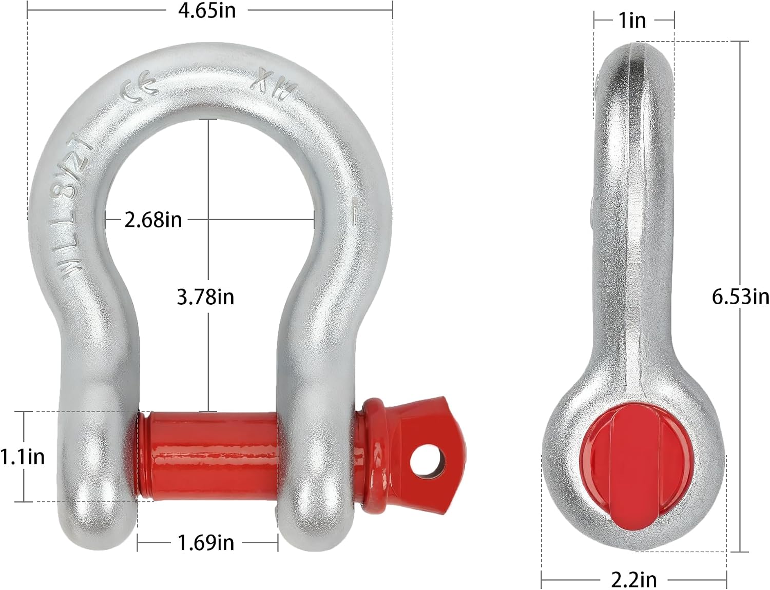 lukar 4 Pack 1" Anchor Shackle, Alloy Steel D Ring Shackles, Load Limit 8.5 Tons (17,000 Lbs) Clevis Shackle with Alloy Screw Pin, Heavy Duty Shackle for Towing, Rigging, Vehicle Recovery, Winch