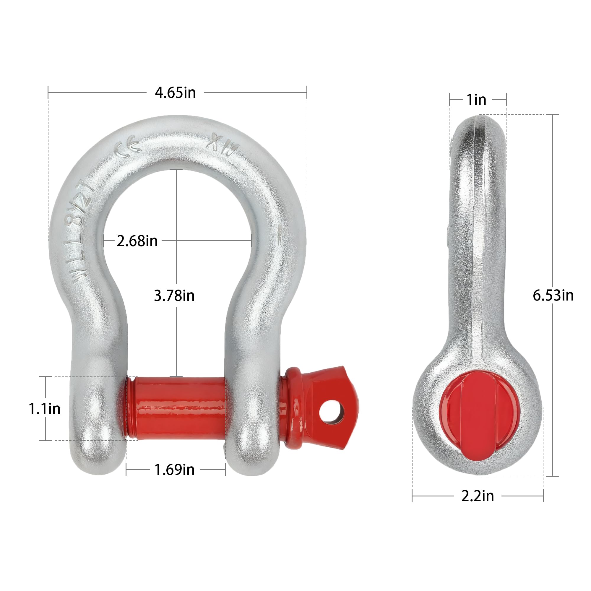 lukar 4 Pack 1" Anchor Shackle, Alloy Steel D Ring Shackles, Load Limit 8.5 Tons (17,000 Lbs) Clevis Shackle with Alloy Screw Pin, Heavy Duty Shackle for Towing, Rigging, Vehicle Recovery, Winch