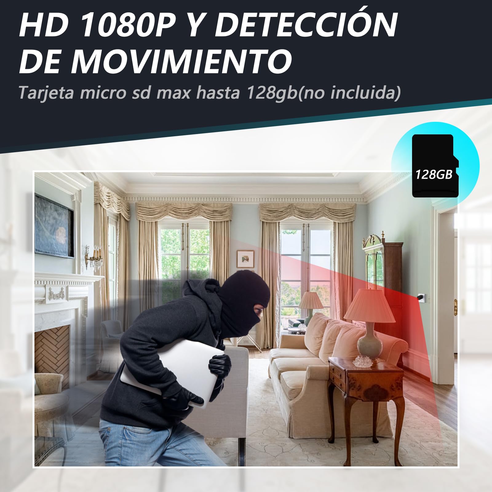 LXMIMI USB Cámara Oculta, HD 1080P Mini Cámara Espía | Cargador USB Cámara Oculta, Adaptador de Carga Cámara Espía Oculta, Soporte de Detección de Movimiento y Grabación en Bucle