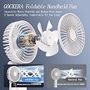 GOCKERA Portable Fan, 4200mAh Battery Operated Fan, 5 Speeds&Digital Display, Makeup Fans for Women with Base, 180°Foldable 3in1 Handheld/Neck/Desk Fan for Outdoor Indoor,Ultra Quiet (White) gallery image