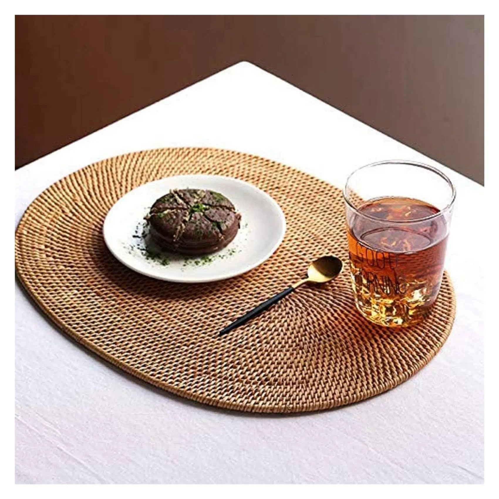 Tovaglietta Ovale Tovaglietta ovale in rattan da 6 pezzi facile da usare, rattan naturale tessuto a mano, accessori for la cerimonia del tè, adatto for sala da pranzo, cucina, ecc.