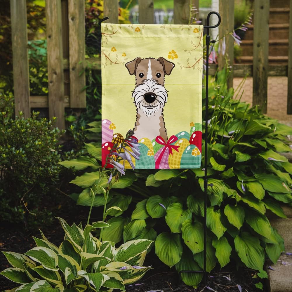 Caroline's Treasures BB1929GF Wire Haired Fox Terrier Easter Egg Hunt Garden Flag Mailbox Flag Decorative Yard Flag Banner Outside Patio Artwork Yard Flower Beds, Garden Size, Multicolor