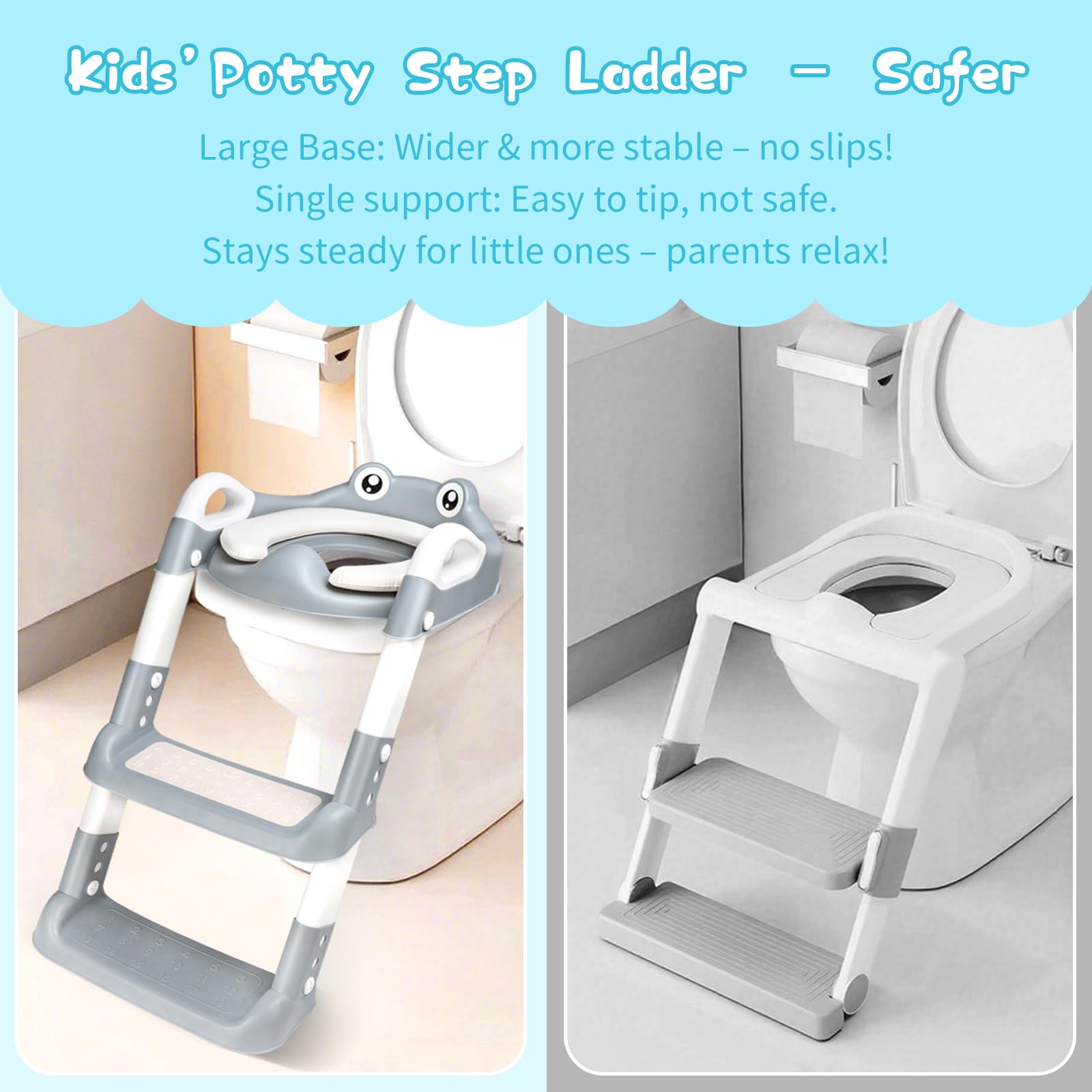 Toiletbril kinderen met trap T? T? Pjestrainer Trainer Zitje Opvouwbaar Toiletbril Verstelbaar Toiletopzetstuk Antislip Toiletstoel met In hoogte verstelbare ladder en handgrepen
