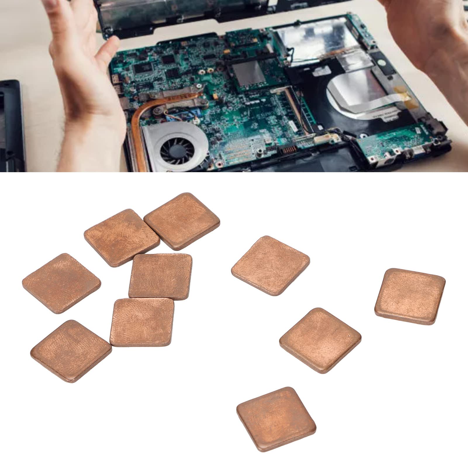 100 Pezzi Dissipatore di Calore in Rame 15x15x1.0mm 401w mk Conducibilità Termica Piccolo Dissipatore di Calore Modulo di Raffreddamento per Laptop GPU CPU Componenti Elettronici (15 * 15 * 2,0mm)