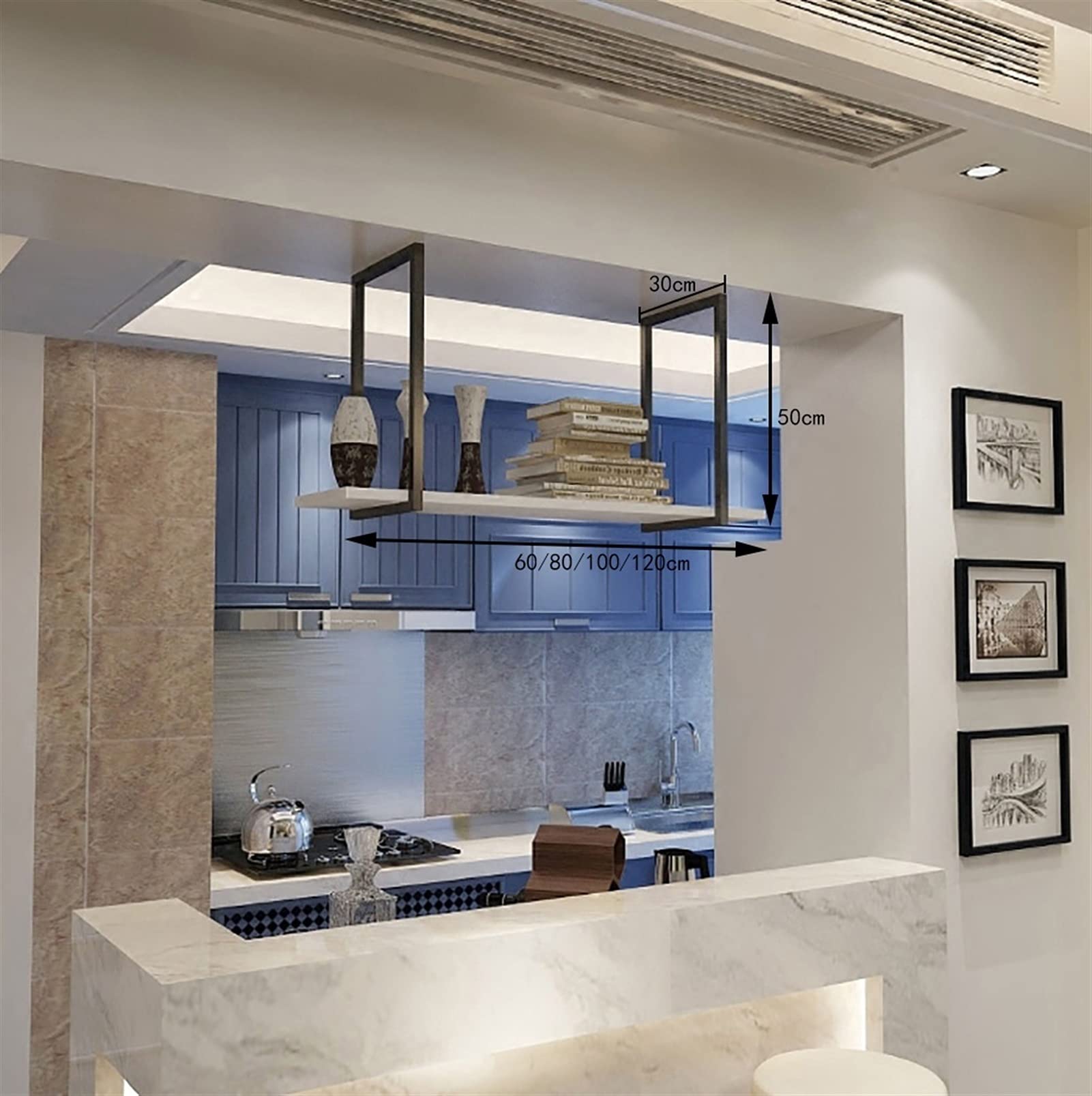 JHSNJ Ceiling Shelf, Floating Shelves, Storage And Organisation Racks, Shelves And Drawers Floating Shelves, Home And Kitchen, Kitchen And Dining (Color : A, Size : 100cm)