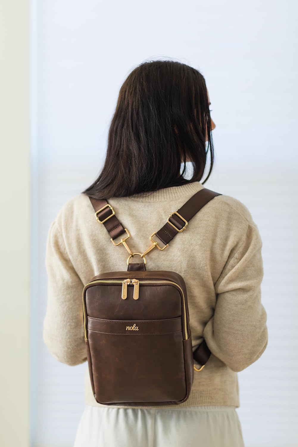 nola Diaper Bag – Backpack or Crossbody Baby Bag with Organized Storage (Espresso)