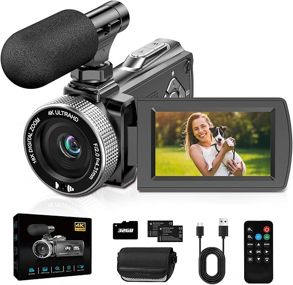 ZIMOCE Videocamera 4K con Zoom Digitale 18X