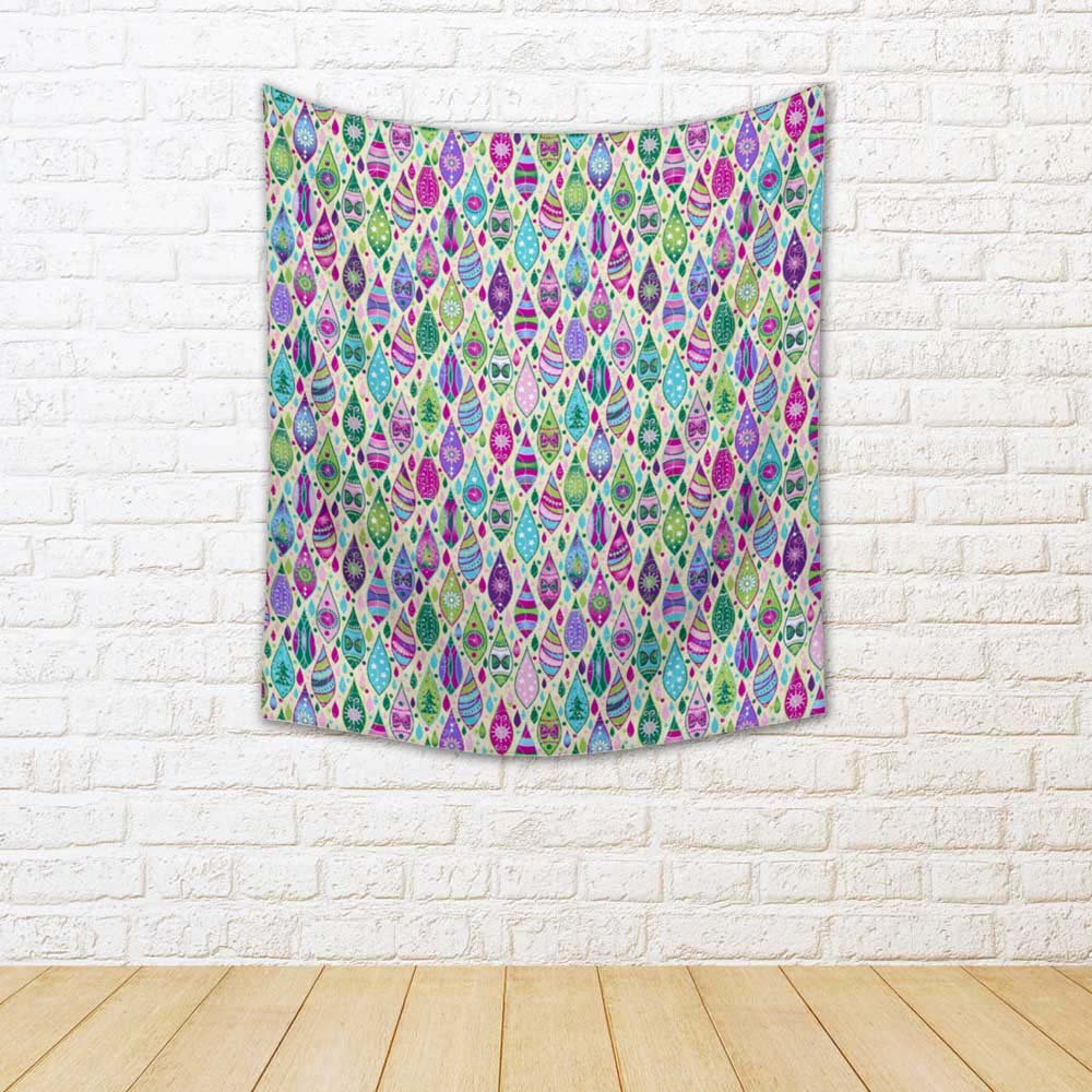 ArtzFolio Christmas Curls Canvas Fabric Painting Tapestry | Wall Art Hanging 48 x 48 inch (122 x 122 cms)