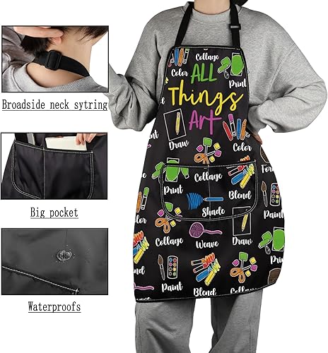 Miniatura 4 de G2TUP Regalo para amantes del arte, delantal de arte con profesor de arte, artista, pintor, regalo, regalo de apreciador de arte