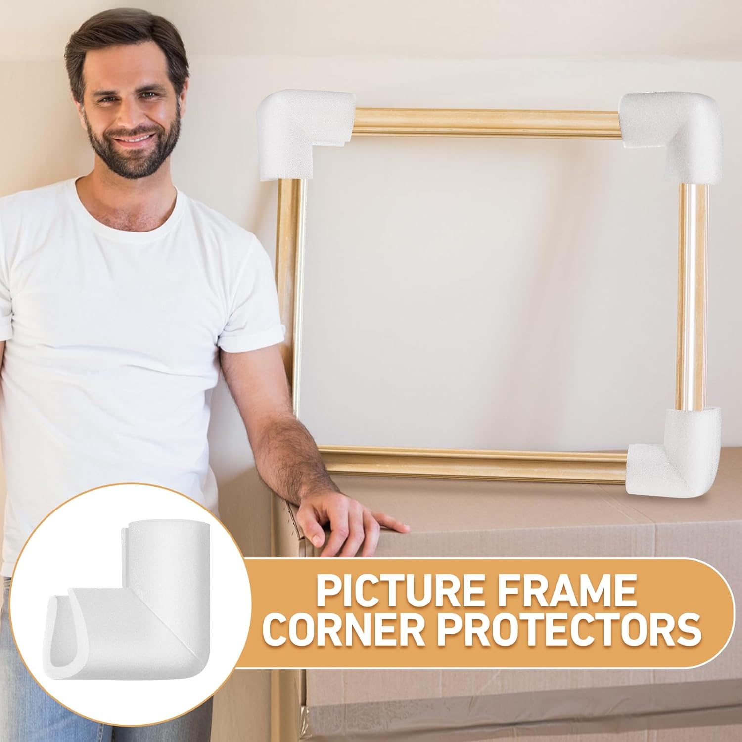 Frienda 24 Pcs Foam Corner Protectors for Moving Mirror TV Box Frame Edge Protection Corners for Pictures Photo Shipping Packaging Holiday Gift Wrapping