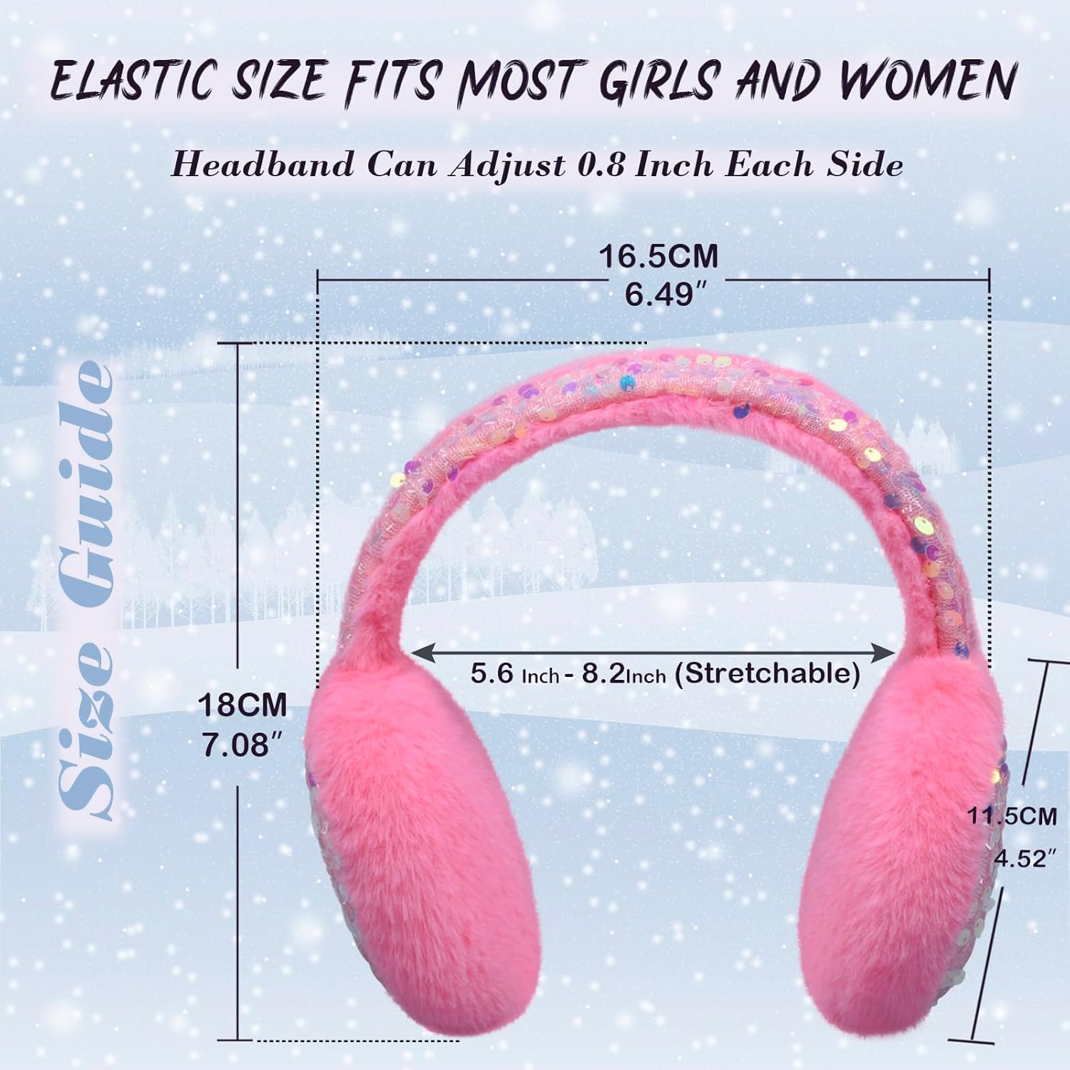 Ear Muffs Gloves Set for Kids, Winter Adjustable Sequins Warm Earmuffs for Kids Outdoor Cold Weather - Image 5