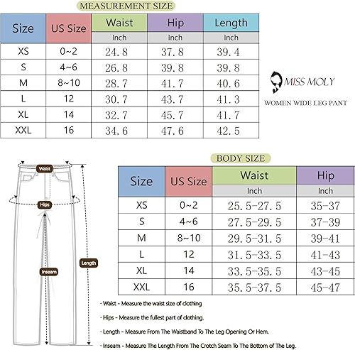 Miniatura 4 de MISS MOLY Pantalones palazzo de cintura alta y pierna ancha para mujer, pantalones elásticos casuales de negocios
