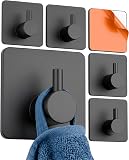 Minismus Towel Rail No Drilling Self-Adhesive Square Set of 6 Black - 1