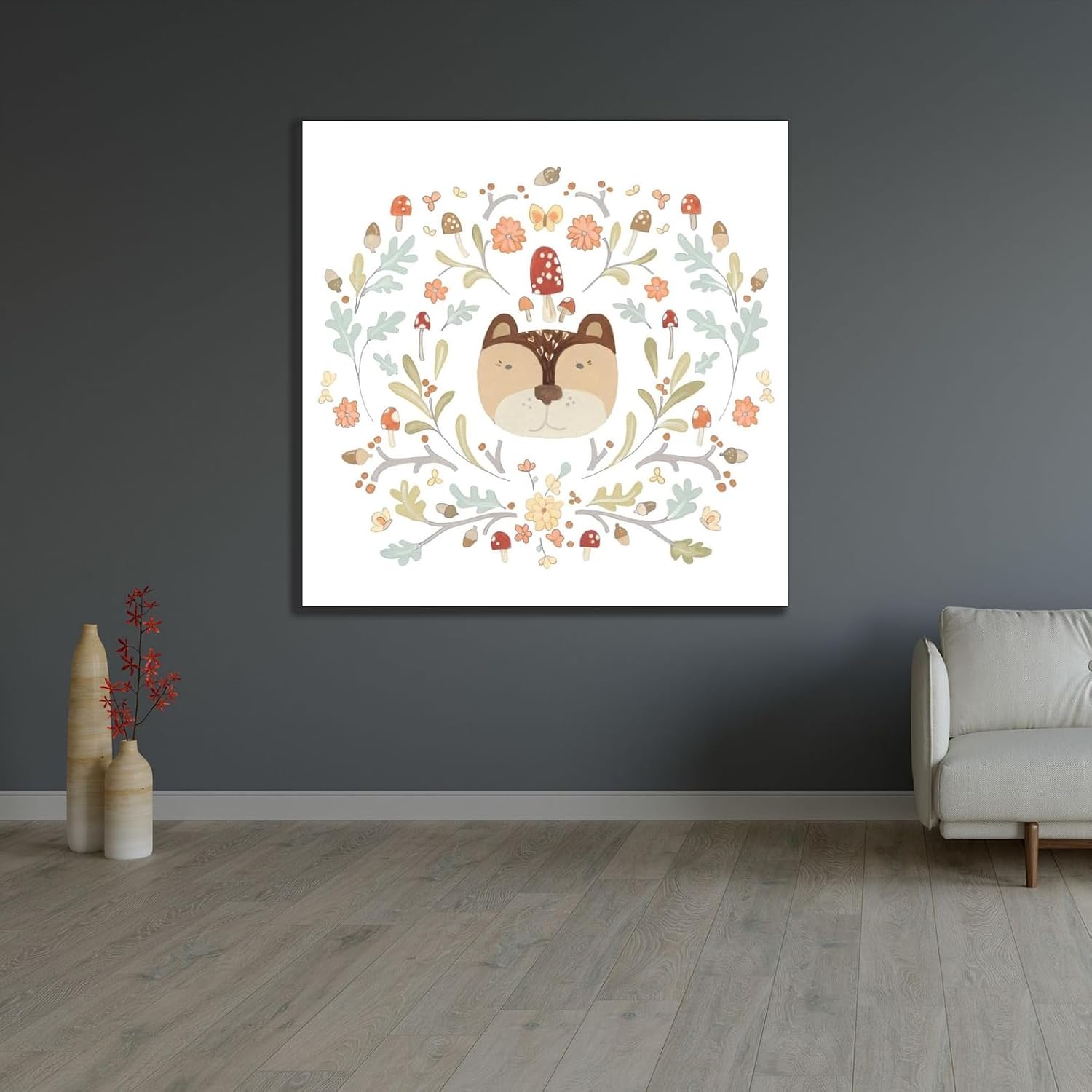 ArtDirect Whimsical Woodland Faces I Unframed Art Print Giclee Poster by Vess, June Erica - Ready for Framing with Customization Sizes 8x8, 11x11, 16x16, 24x24, 36x36, and 48x48 Inches
