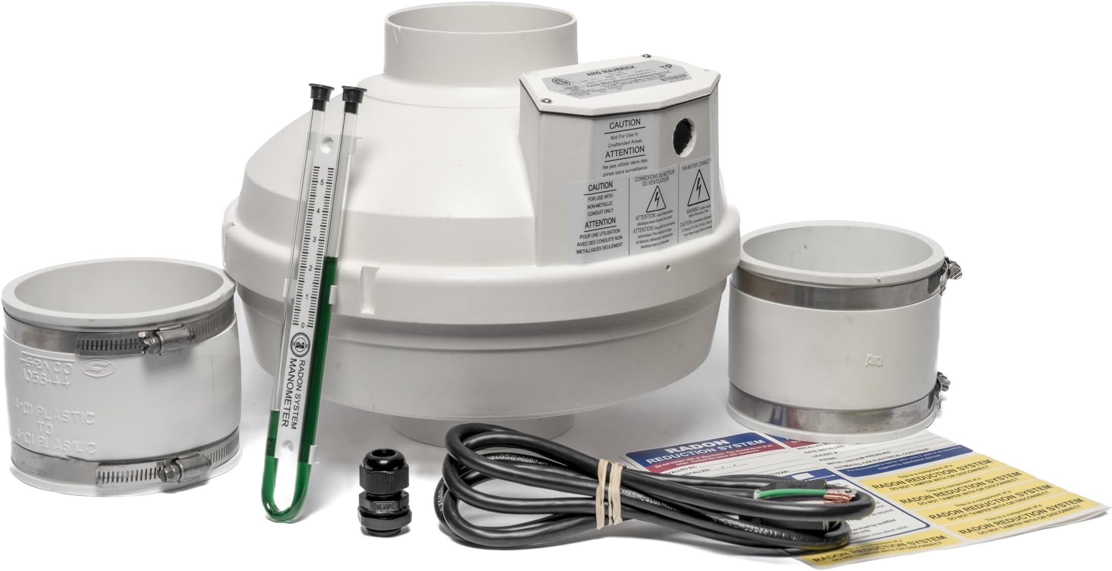 Festa AMG Maverick Radon Fan – 4“ Installation Kit - Quiet and Energy Efficient Radon Mitigation Inline Fans – High Performance 4” Duct Fan