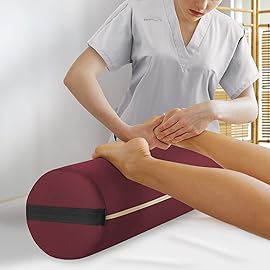 Saloniture Jumbo Round Massage Table Bolster Pillow Pad - 26 x 9 Inch - Burgundy