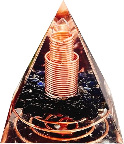 Columna de Cristal Orgonta Pirámide, Pirámides de Curación de Cristal Orgón de Energía Positiva Obsidiana y Cuarzo Blanco, para Reducir el Estrés,