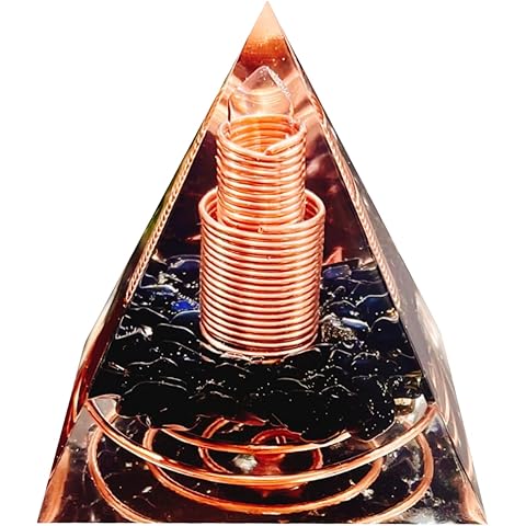 Crystal Column Orgonite Pyramid,Positive Energy Obsidian&White Quartz Orgone Crysta...