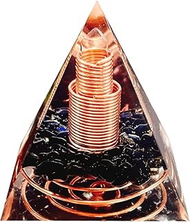 Crystal Column Orgonite Pyramid,Positive Energy Obsidian&White Quartz Orgone Crystal Healing Pyramids,for Reduce Stress, Balance Chakra,Meditation Attract Luck,Accumulate Wealth Health