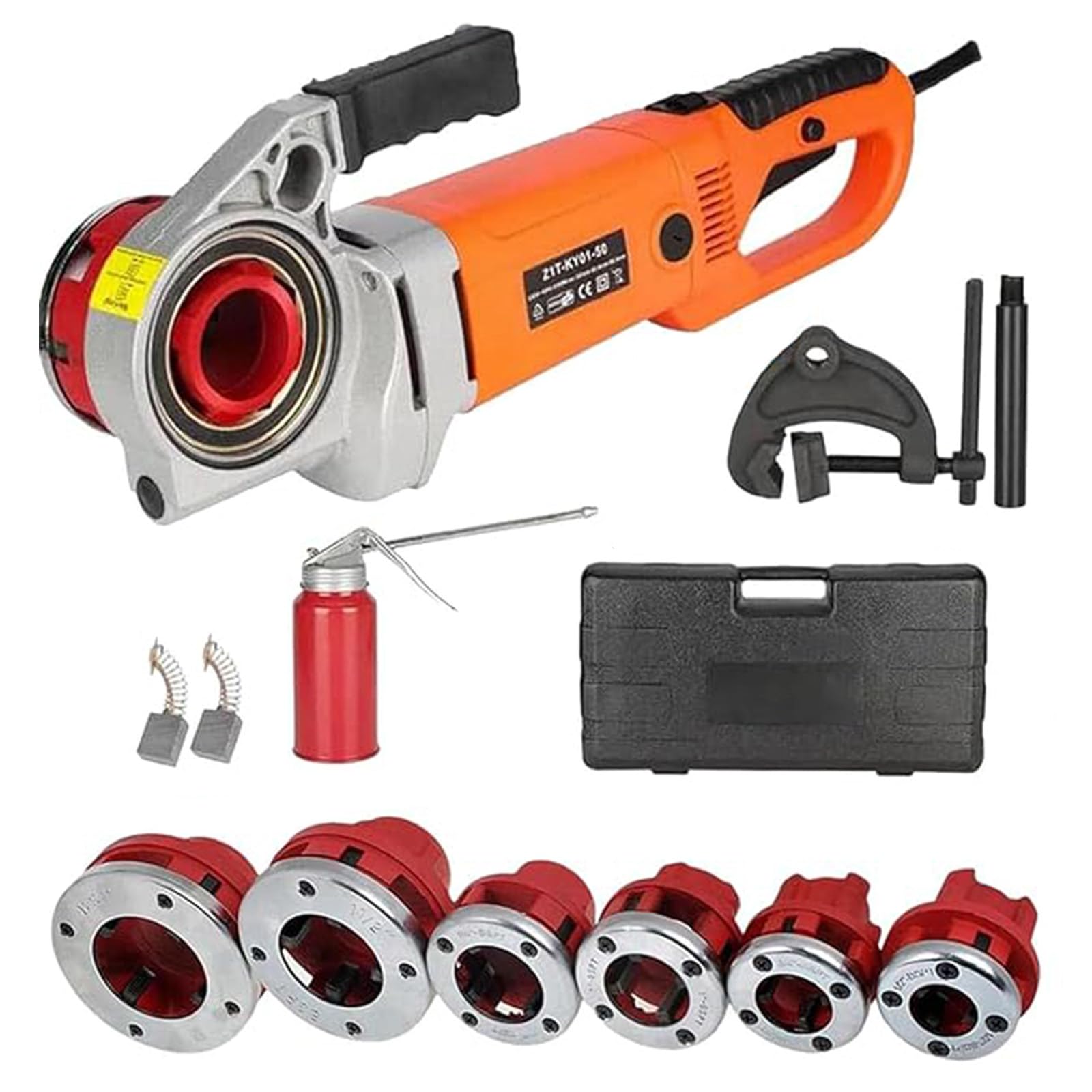 Elektryczna Gwintownica do Rur 2300W, Przenośny Zestaw do Gwintowania z 6 Narzynkami (1/2" - 2"), Wytrzymałe Narzędzie Hydrauliczne do Rur Ocynkowanych