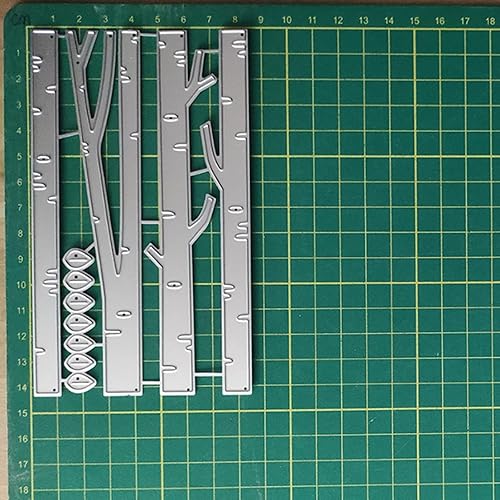 Miniatura 9 de Matrices de metal con marco de bosque de abedul, tronco de árbol de abedul en fondo de otoño, plantillas cortadas para álbumes de recortes, fotos,