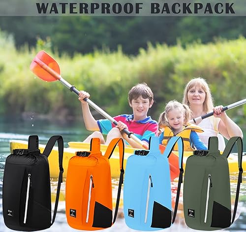 Miniatura 5 de Mochila impermeable a prueba de arena de 20 litros, bolsa seca ligera e impermeable, saco seco plegable con funda para teléfono y bolsa de cintura