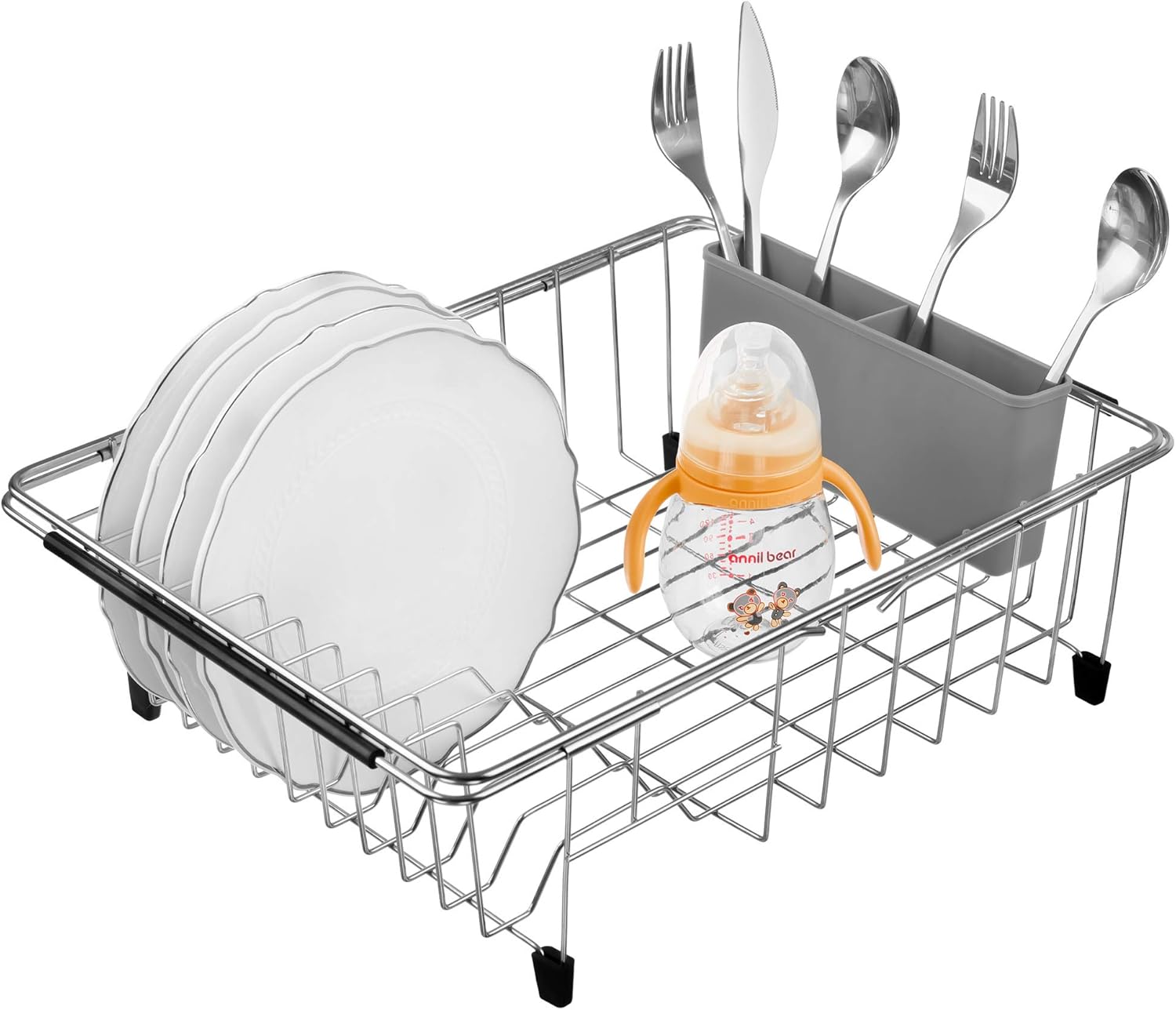 iPEGTOP Dish Drying Rack and Utensil Silverware Holder Bundle