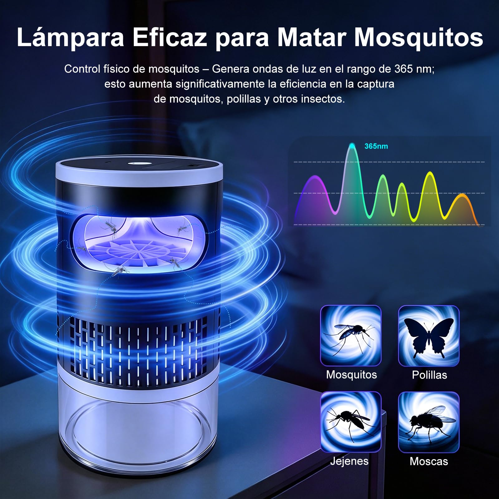 Lámpara Antimosquitos, Mata Mosquitos, Anti Mosquitos Control de Plagas, Interior Exterior lampara Antimosquitos para Dormitorio, Cocina, Salón, Jardín y Camping