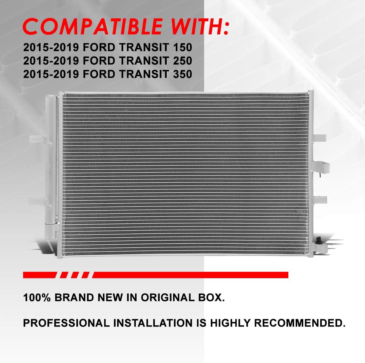 Auto Dynasty 4459 Aluminum A/C Condenser Compatible with Ford Transit 150 250 350 15-19