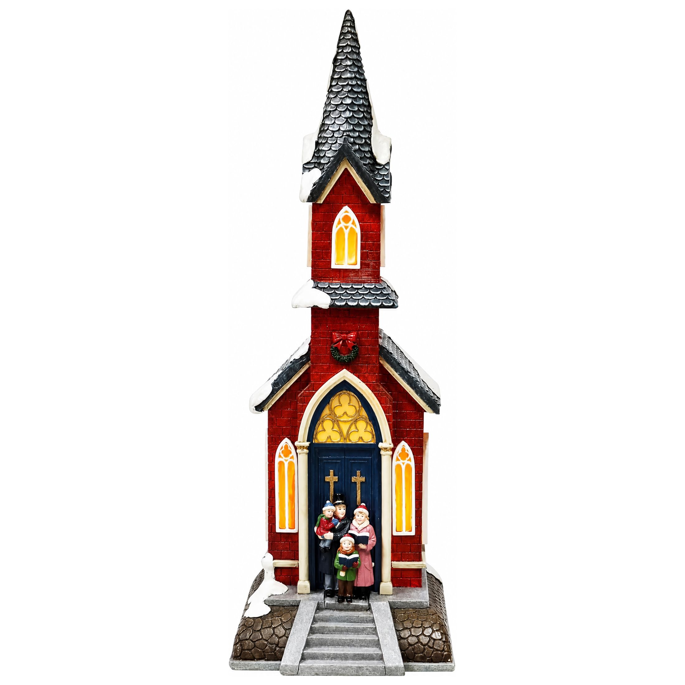 Village de Noël avec église musicale LED pour décorer le pied du sapin