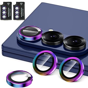 Zeking 2 Set for Samsung Galaxy Z Fold7 Camera Lens Protector, Scratch-Resistant HD Clarity Ultra-Thin 9H Tempered Glass with Aluminum Edging, Individual Metal Lens Cover Color