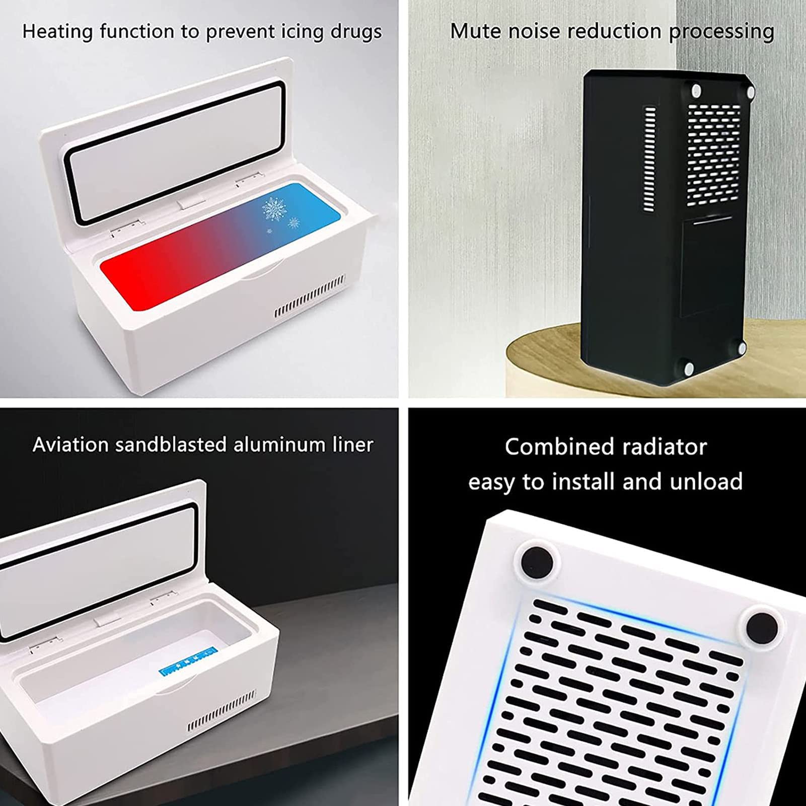 Refrigerador Portátil de Insulina Congelador Portátil, 0-18℃ Ajustable Caja Nevera Portátil de Insulina, Refrigerador de Temperatura Constante de Drogas USB