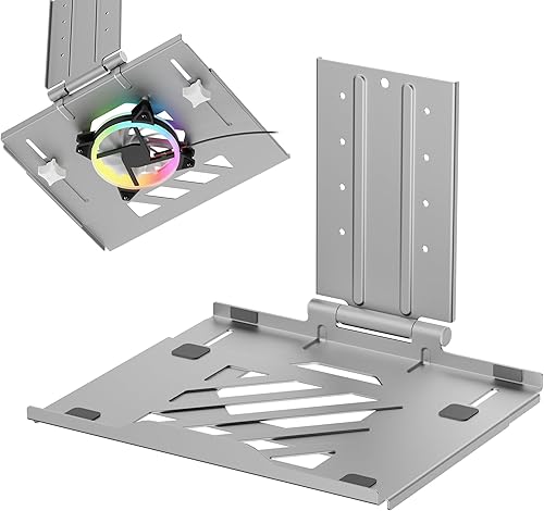 AVLT Bandeja ajustable para laptop con soporte para ventilador de 4.724 in, compatible con brazo de monitor VESA de 75 x 75 pulgadas, se adapta a