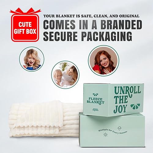 Miniatura 5 de GREEN ORANGE Manta de forro polar blanco de 50 x 60 pulgadas, manta de felpa suave para sofá, cama, silla, gran regalo para mujeres y hombres