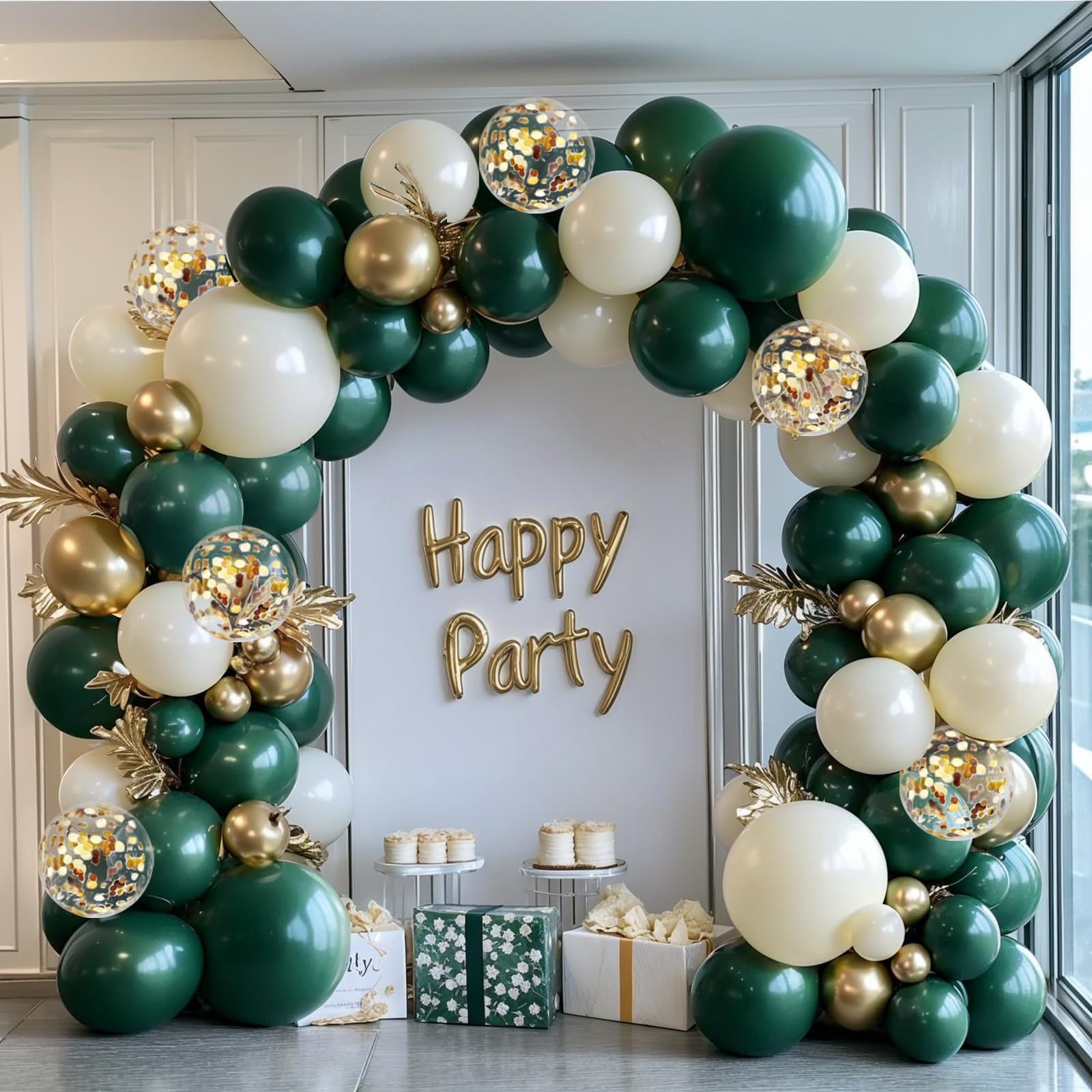 PUFFLD Emerald Green and Gold Balloons Arch Kit