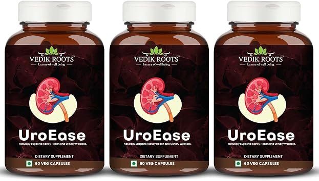 UroEase Ayurvedic Herbal Supplement to Help Maintain Kidney Health & Uric Acid Level Provides Support to Manage Urinary Tract 60 Veg Capsules Pack of 3