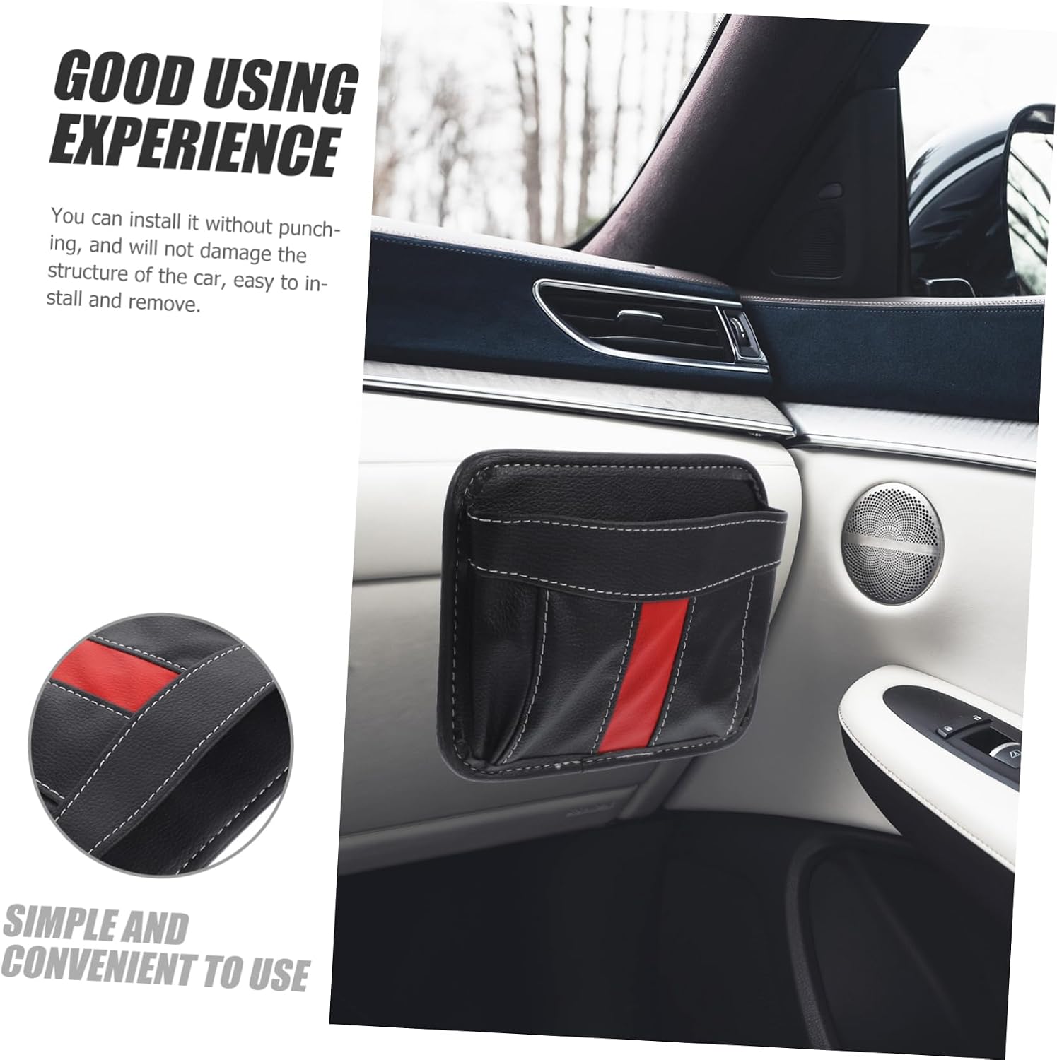 Gatuida 2pcs Automobile Seat Storage Pouch Sticky Pu Car Seat Organizer for Practical and Easy to Install Car Storage Bag for Tidy Vehicle Interior