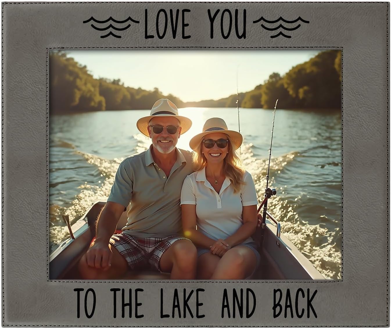 ThisWear Large Photo Frame Love You To The Lake And Back 8x10 Leatherette Photo Frame Navy