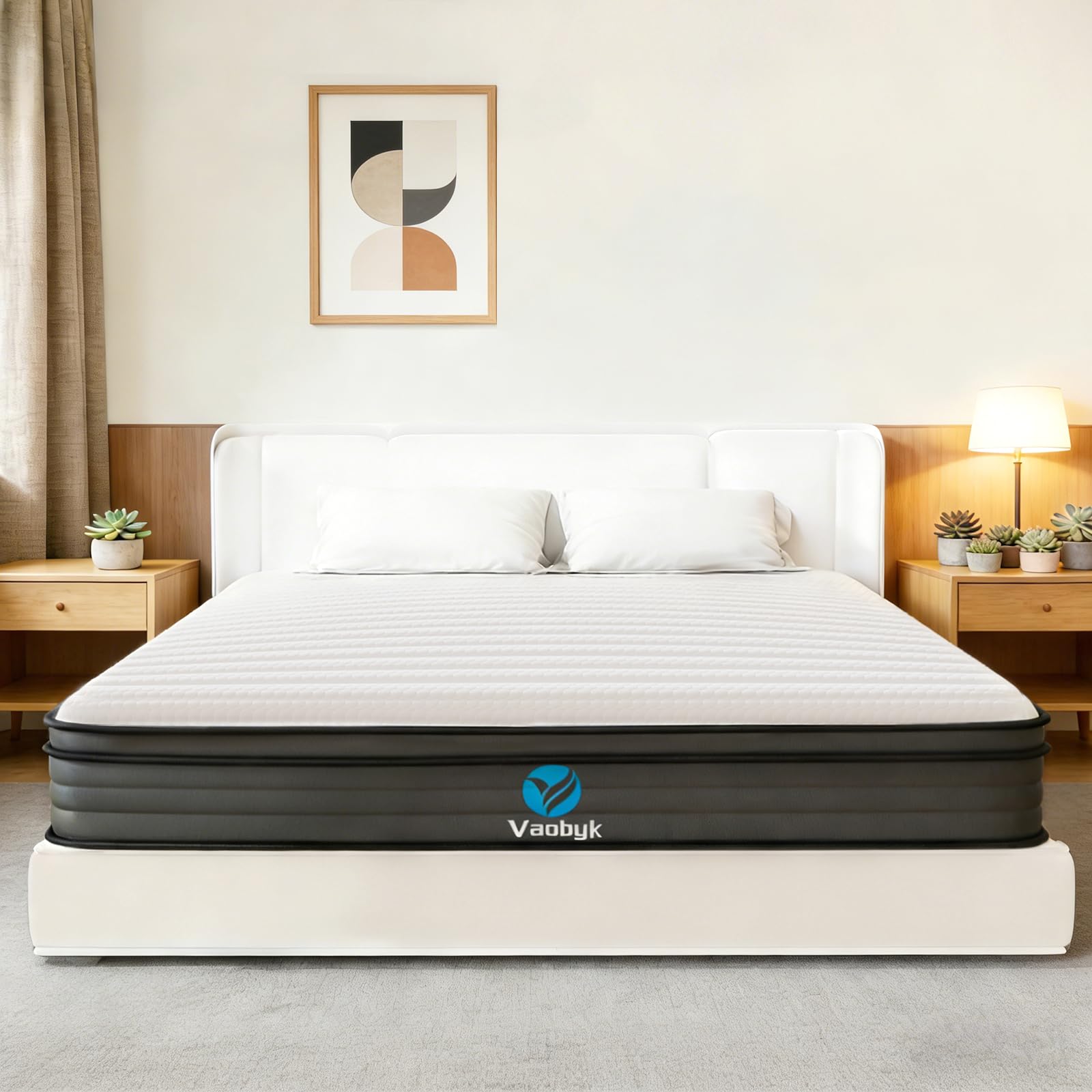 Vaobyk King Size Mattress, 12 Inch Memory Foam Hybrid Mattress in a Box, Individual Pocket Spring Mattress for Silent Sleep, Pressure Relief, Motion