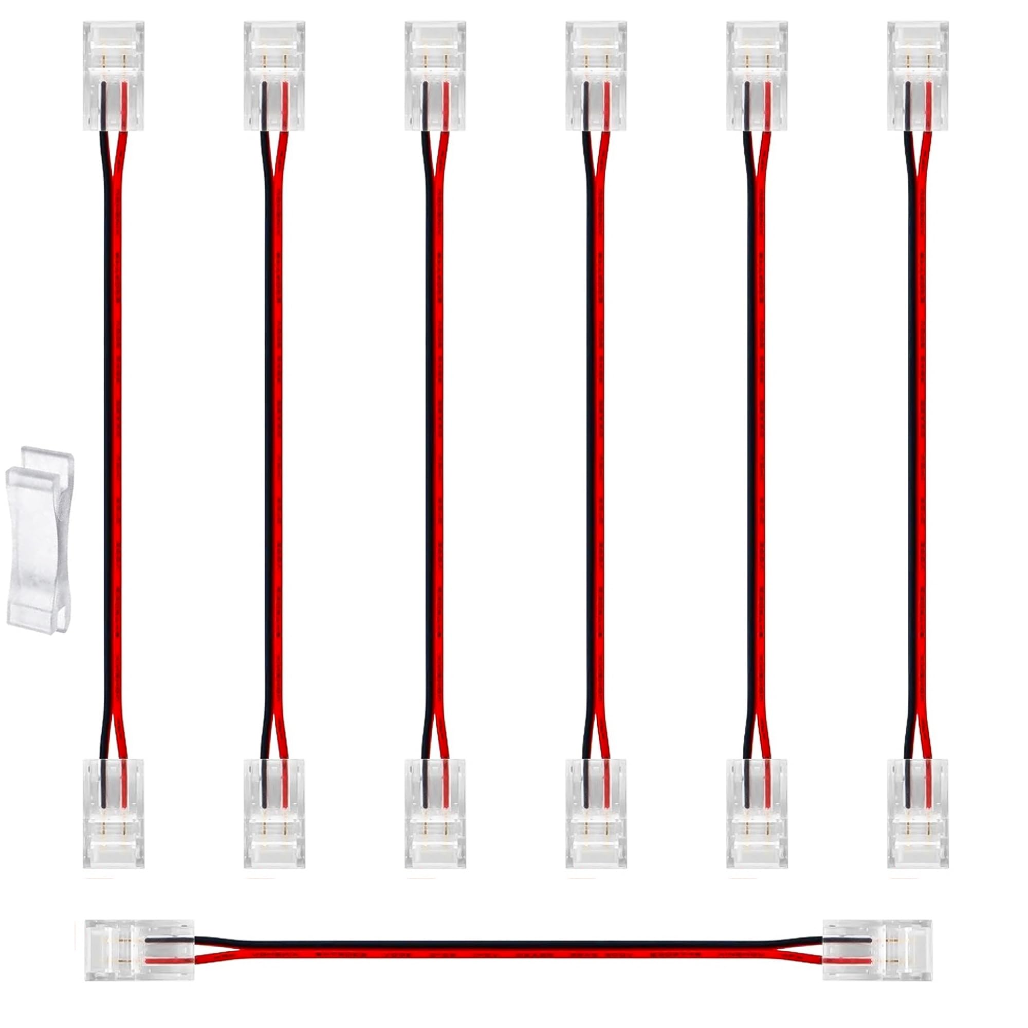 2Pin 10Mm Led Light Strip Verbinder 22Awg 150Mm/6In Cob Led Einfarbig Verlängerung Stecker Lötfrei Adapter Terminal Für Cob 12V/24V Lichtleisten (7 Stück)