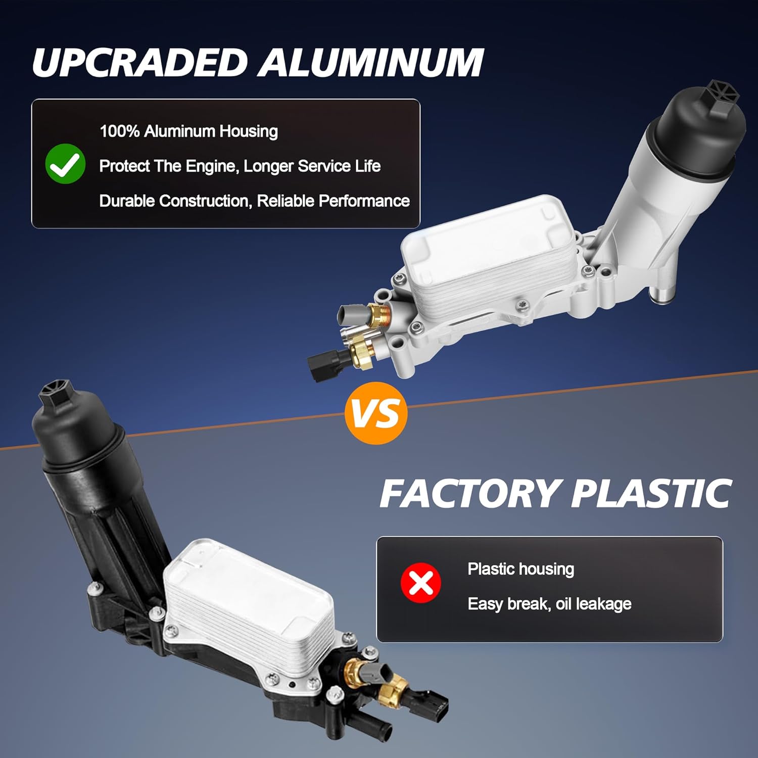 926-876 926-959 Upgraded Aluminum Engine Oil Filter Housing with Oil Cooler for Dodge Charger Challenger Journey Caravan Durango Avenger 2011-2016,for Chrysler 200 300 3.6L 2011-2016,for Ram ProMaster