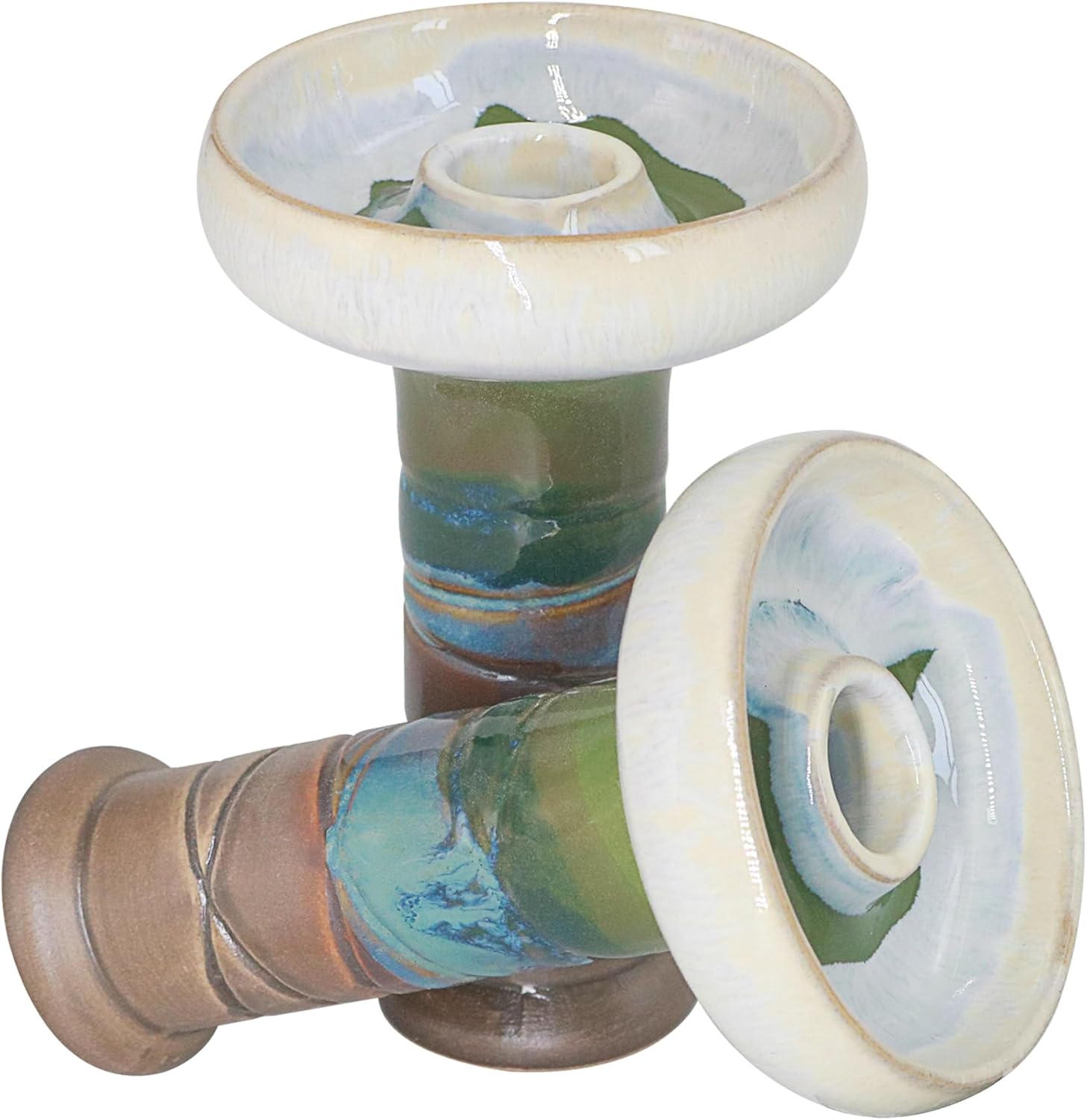 2pcs Hookah Ceramic Bowl,Colored Glazed Hookah Bowl, Hookah Accessories,Easy to Clean (Green)