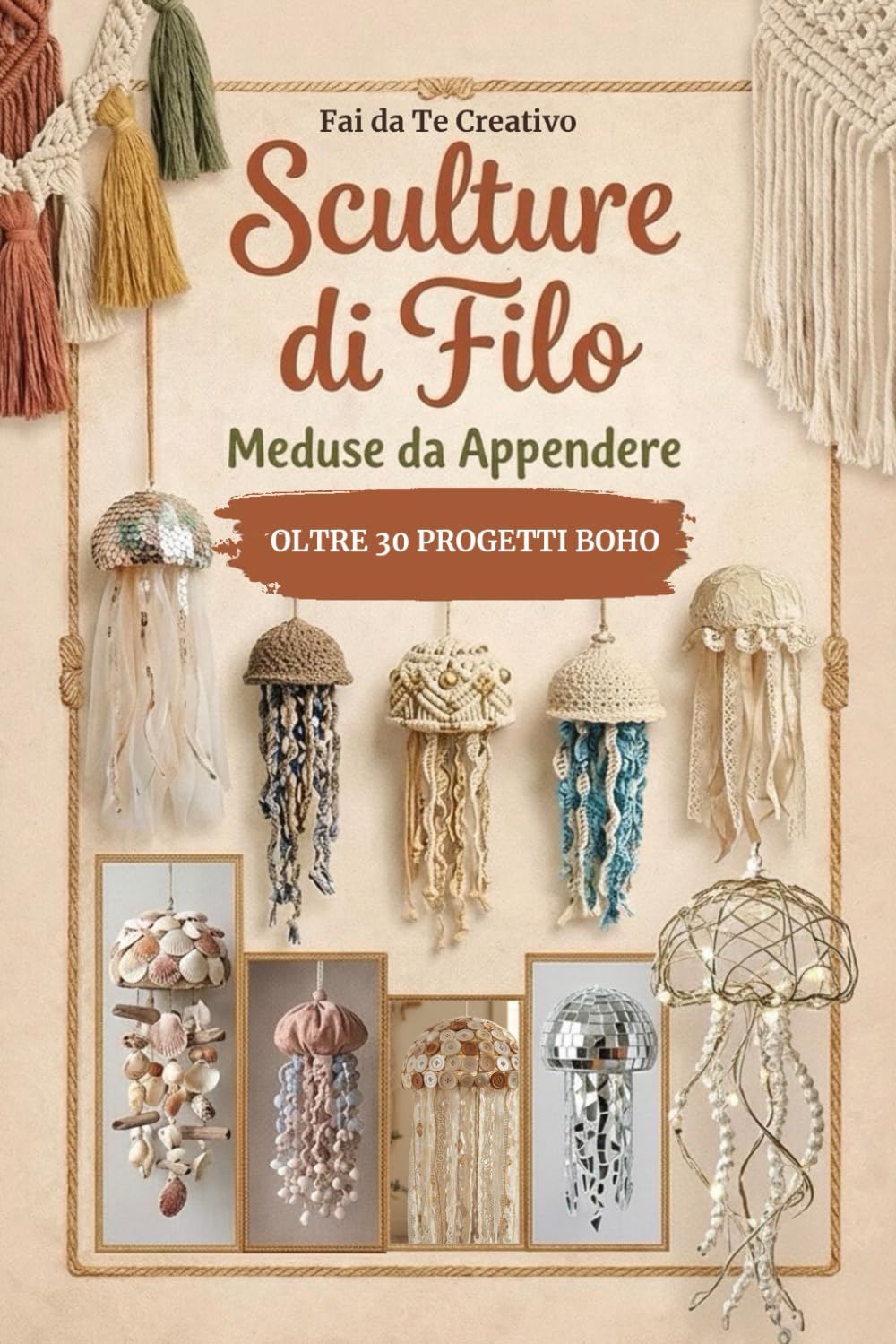 Fai da Te Creativo - Sculture di Filo MEDUSE DA APPENDERE: Oltre 30 Progetti Boho con corda raffia fettuccia legni di mare conchiglie pailettes pizzo ... L'Arte di Creare con il Cuore e la Natura)