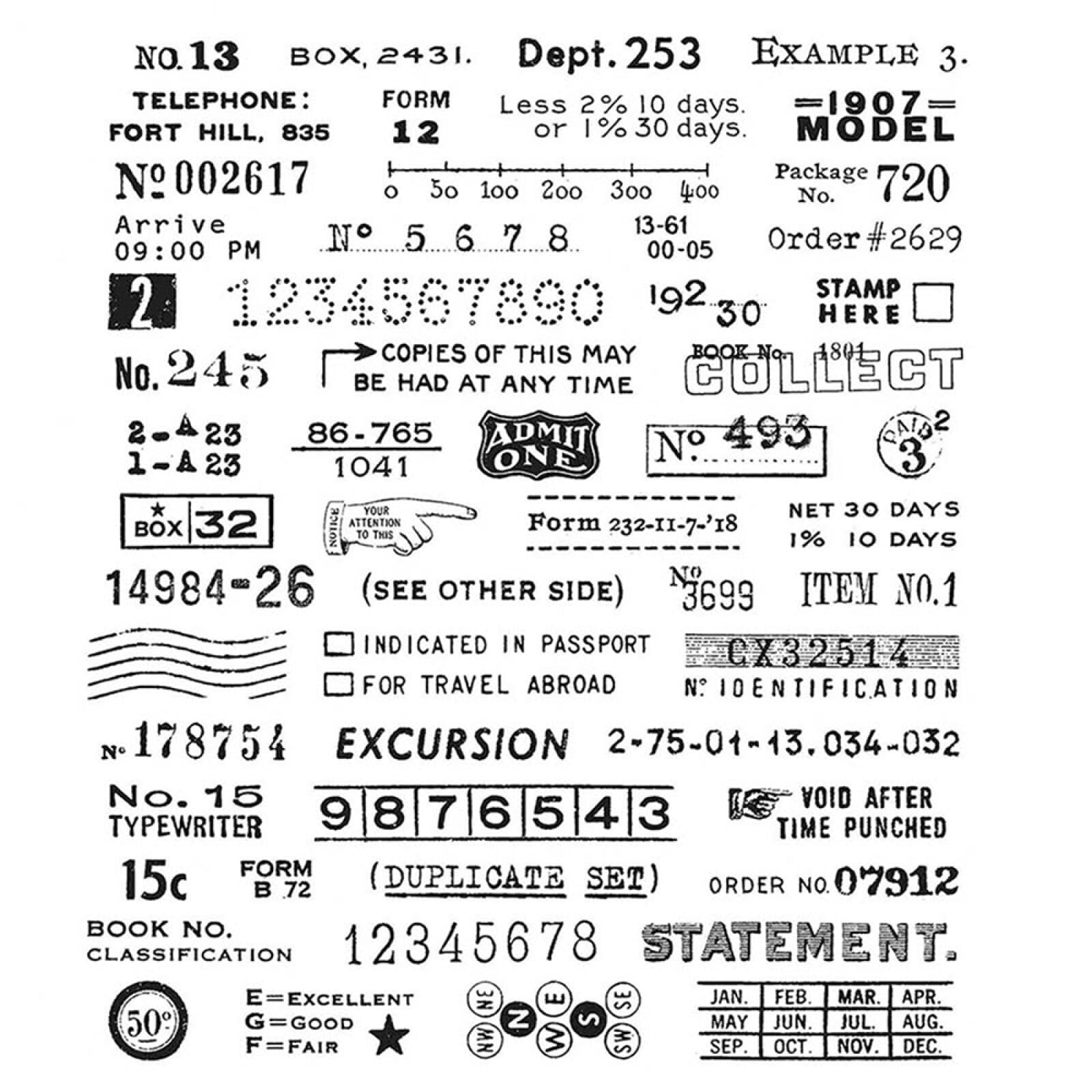 Numbers Phrase Post Words Stamps for Card Making DIY Scrapbooking Admit One Excursion Statement Transparent Silicone Seal Stamping Stamps for Paper Crafting Handmade Crafts Scrapbook Supplies